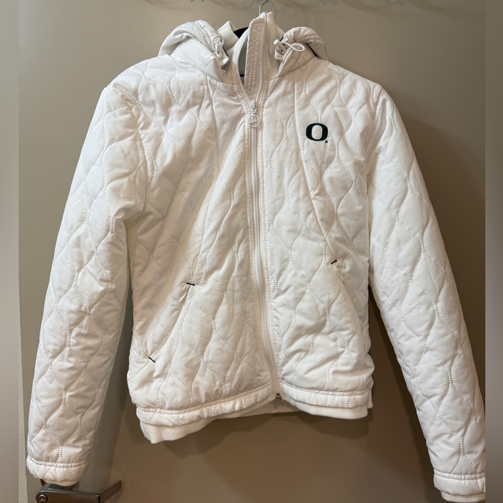 Oregon Ducks White Quilted Coat